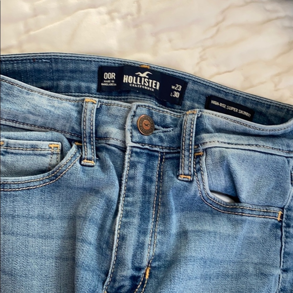 High rise skinny jeans.